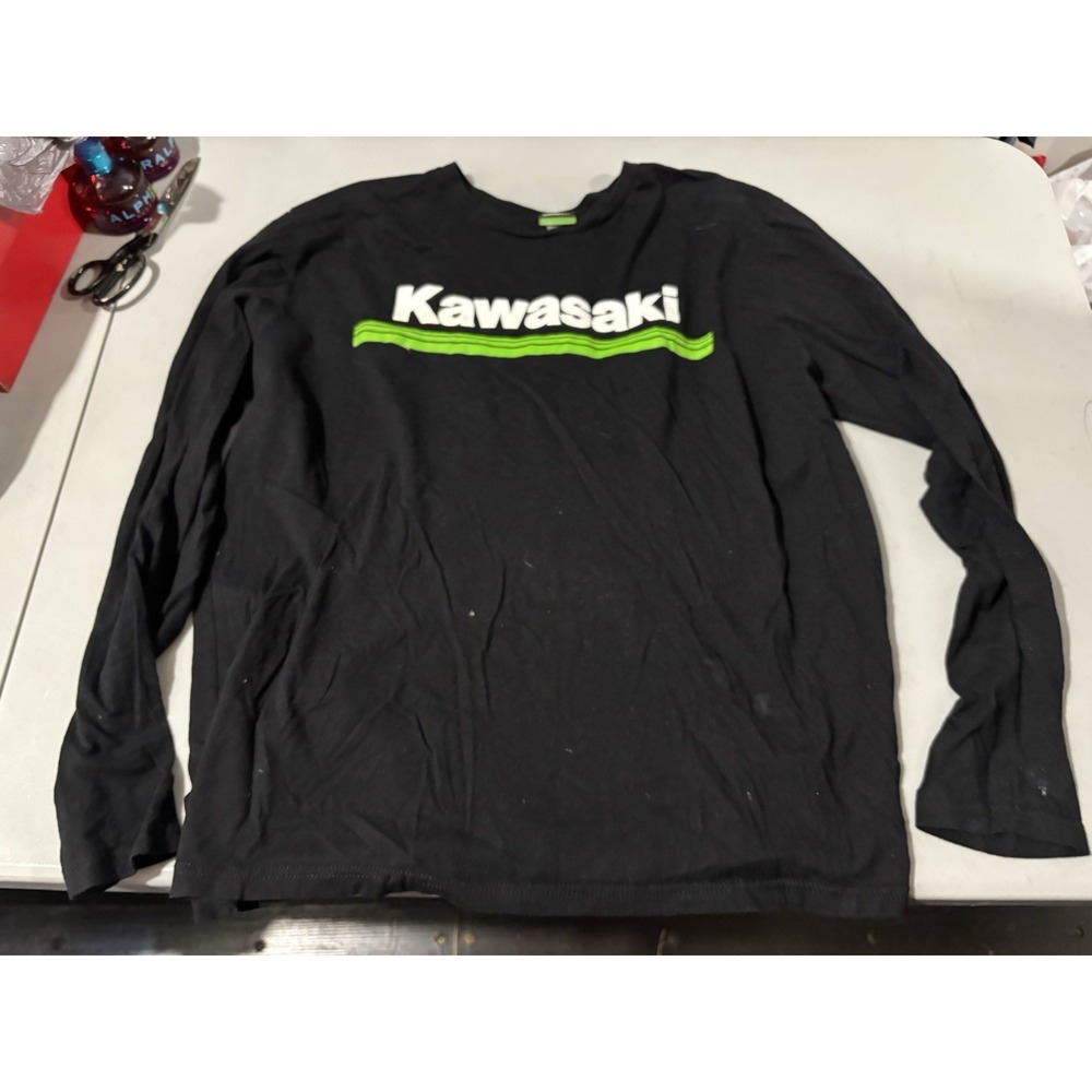 KAWASAKI LOGO BLACK CREWNECK XL Racing Sweatshirt Ninja Motorcycle Motor Bike